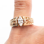 14k Yellow Gold 0.30ctw Marquise Cut Open Work Antique Ring