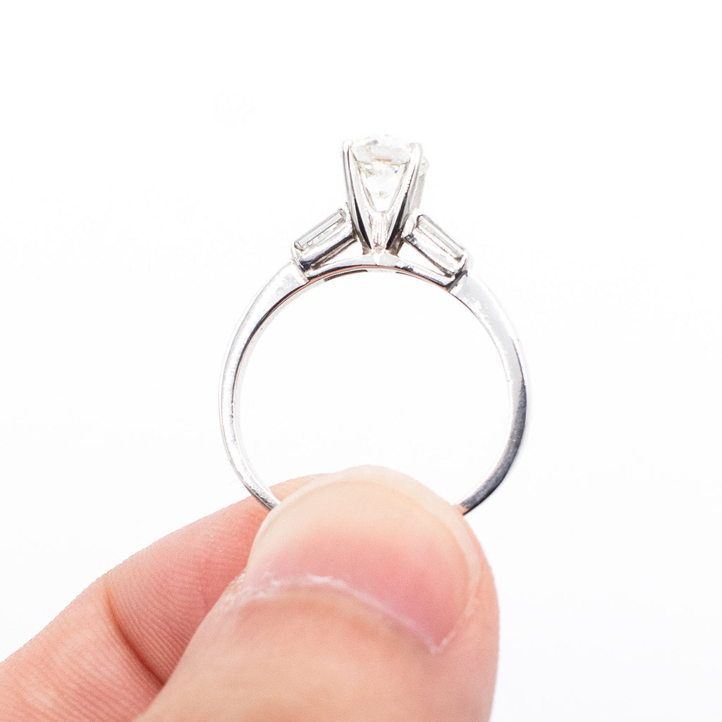 14k White Gold Old European Cut Round Diamond Engagement Ring