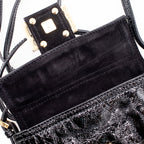 FENDI Patent Black Leather Clutch Handbag