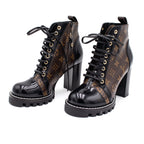 Louis Vuitton Star Trail Ankle Monogram Canvas Leather Heel Boots