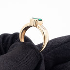 14k Yellow Gold Bezel Set Emerald & Diamond Ring