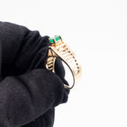 14k Yellow Gold Oval Cut Emerald Open Work Ring