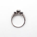 14k White Gold 1.60ctw Princess Cut Three Stone Diamond Pave Ring