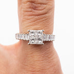 18k White Gold 1.08ctw Princess & Baguette Cut Diamond Mosaic Ring