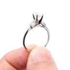 14k White Gold Old European Cut Round Diamond Engagement Ring