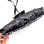 FENDI Patent Black Leather Clutch Handbag