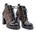 Louis Vuitton Star Trail Ankle Monogram Canvas Leather Heel Boots