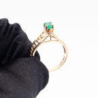 14k Yellow Gold Oval Cut Emerald Open Work Ring