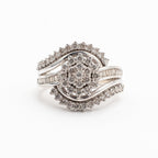 10k White Gold Round Cut Diamond Pave Spiral Ring