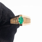 14k Yellow Gold Oval Cut Emerald Open Work Ring