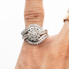 10k White Gold Round Cut Diamond Pave Spiral Ring