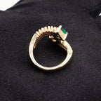 14k Yellow Gold Trillion Emerald & Diamond Overpass Ring