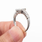 18k White Gold 1.08ctw Princess & Baguette Cut Diamond Mosaic Ring