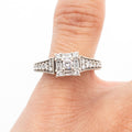 14k White Gold Round & Baguette Diamond Engagement Ring