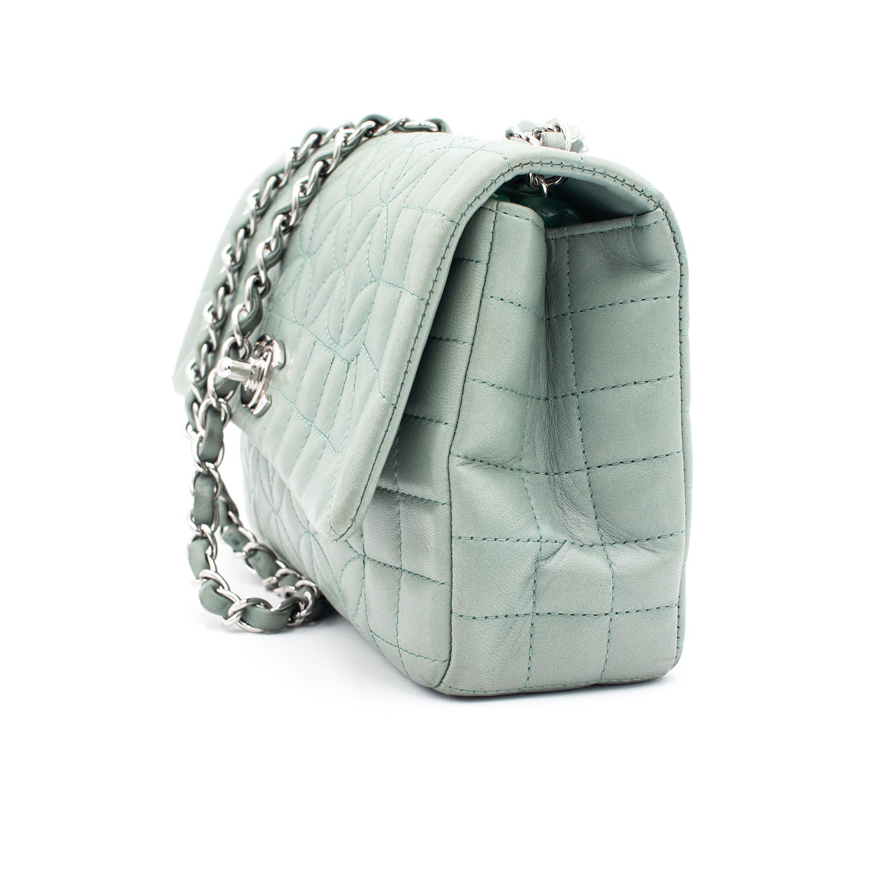 Chanel Lambskin Lady Quilted Graphic Single Flap Mint Color Handbag