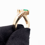 14k Yellow Gold Trillion Emerald & Diamond Overpass Ring