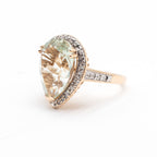 14k Yellow Gold Pear Shape Lime Gemstone Ladies Ring