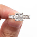 18k White Gold 1.08ctw Princess & Baguette Cut Diamond Mosaic Ring