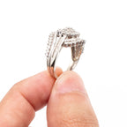 10k White Gold Round Cut Diamond Pave Spiral Ring