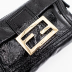 FENDI Patent Black Leather Clutch Handbag