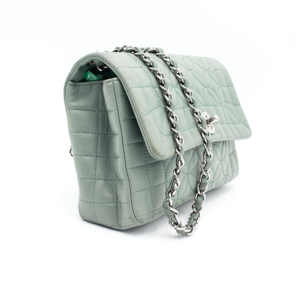 Chanel Lambskin Lady Quilted Graphic Single Flap Mint Color Handbag
