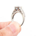 14k White Gold Round & Baguette Diamond Engagement Ring