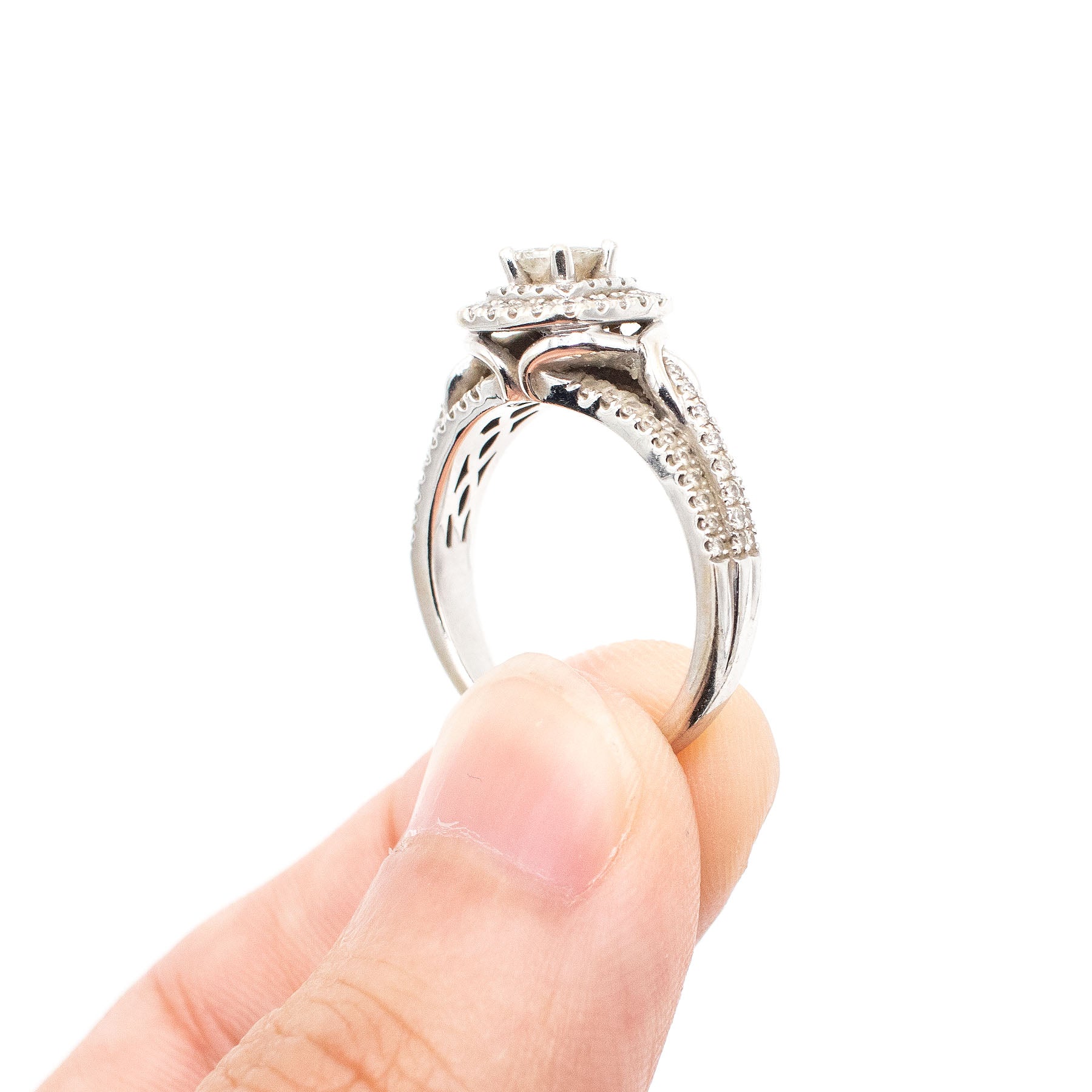 14k White Gold Diamond Engagement Ladies Ring