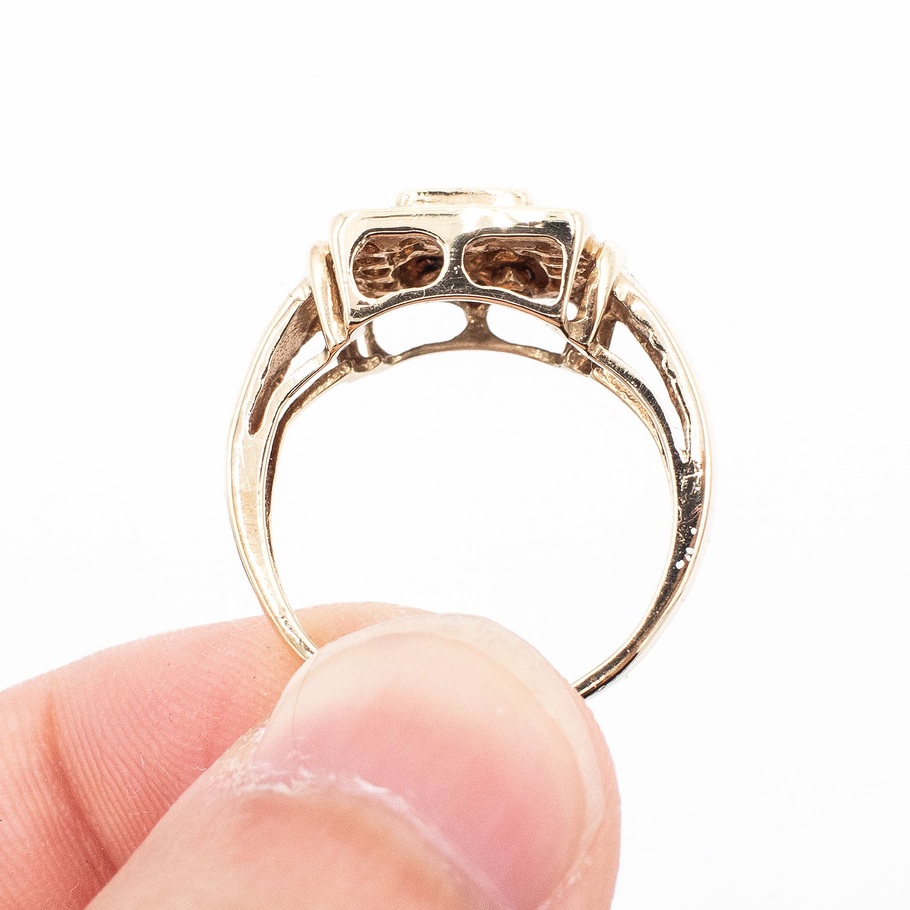 14k Yellow Gold 0.65ctw Princess & Round Cut Diamond Ring