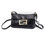 FENDI Patent Black Leather Clutch Handbag