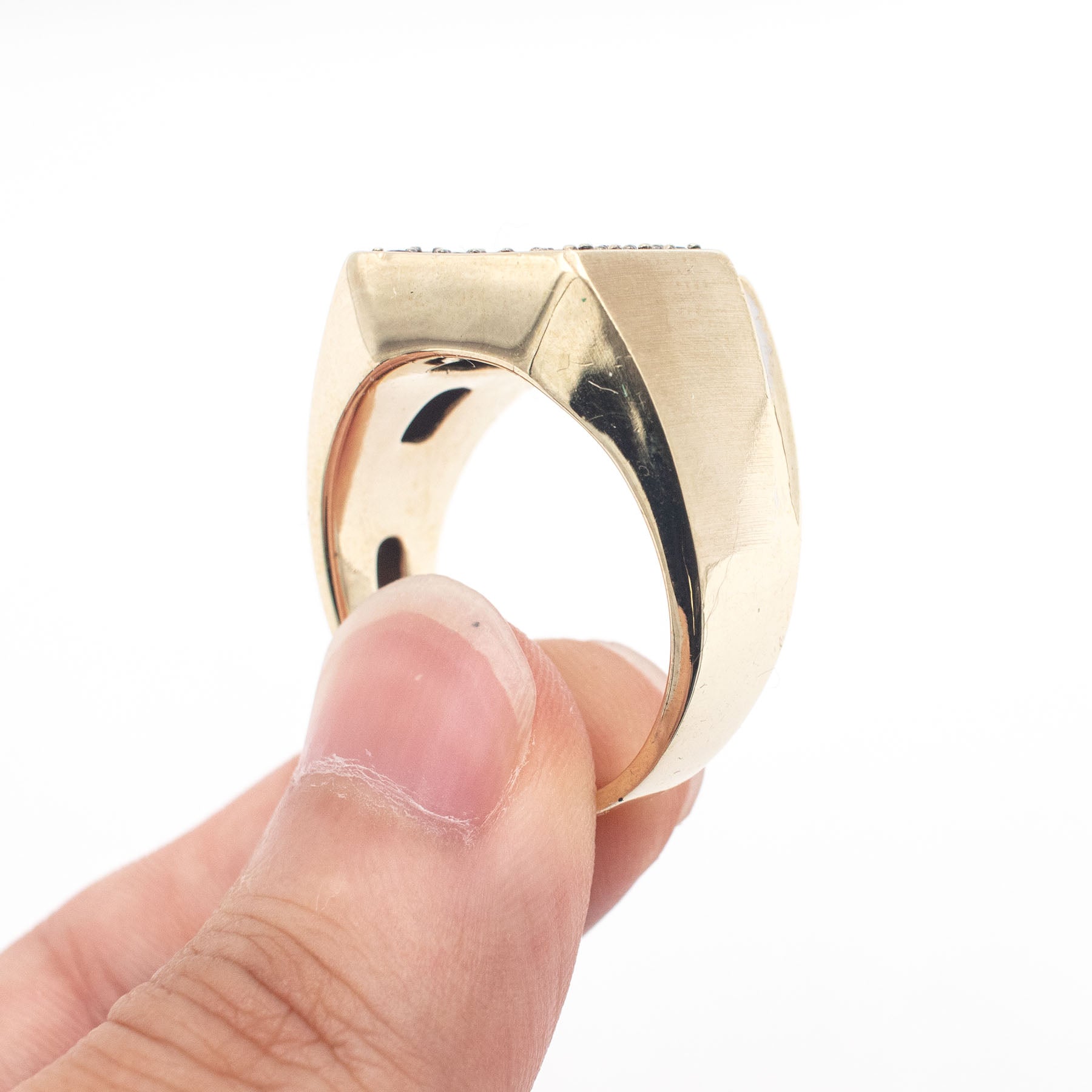 14k Yellow Gold Black & White Diamond Mens Ring