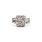 18k White Gold Cushion & Round Cut Pave Diamond Ring