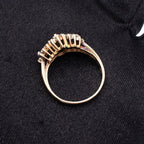 14k Yellow Gold Marquise Shaped Blue Three Gemstone Ring With Diamonds