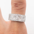 14k White Gold 1.50ctw Round & Princess Cut Diamond Pave Ring