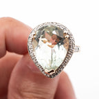 14k Yellow Gold Pear Shape Lime Gemstone Ladies Ring