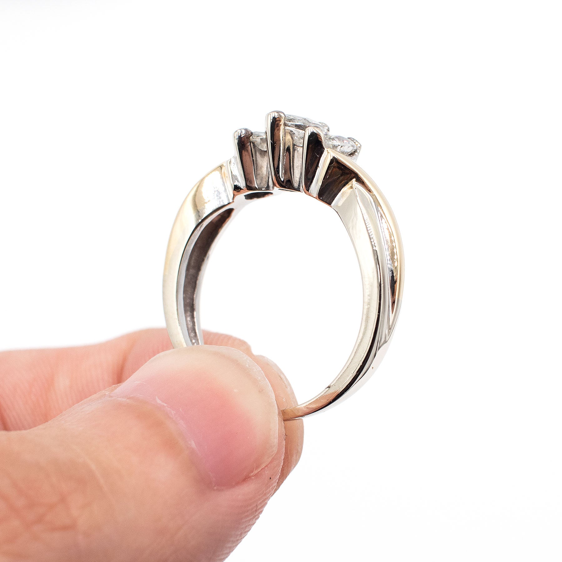 14k White Gold 1.05ctw Marquise Cut Triple Diamond Ring