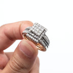 18k White Gold Cushion & Round Cut Pave Diamond Ring