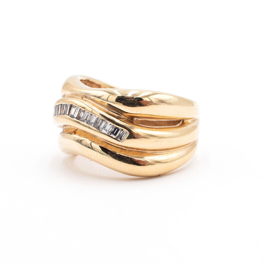 14k Yellow Gold 0.30ctw Baguette Cut Channel Set Wide ring