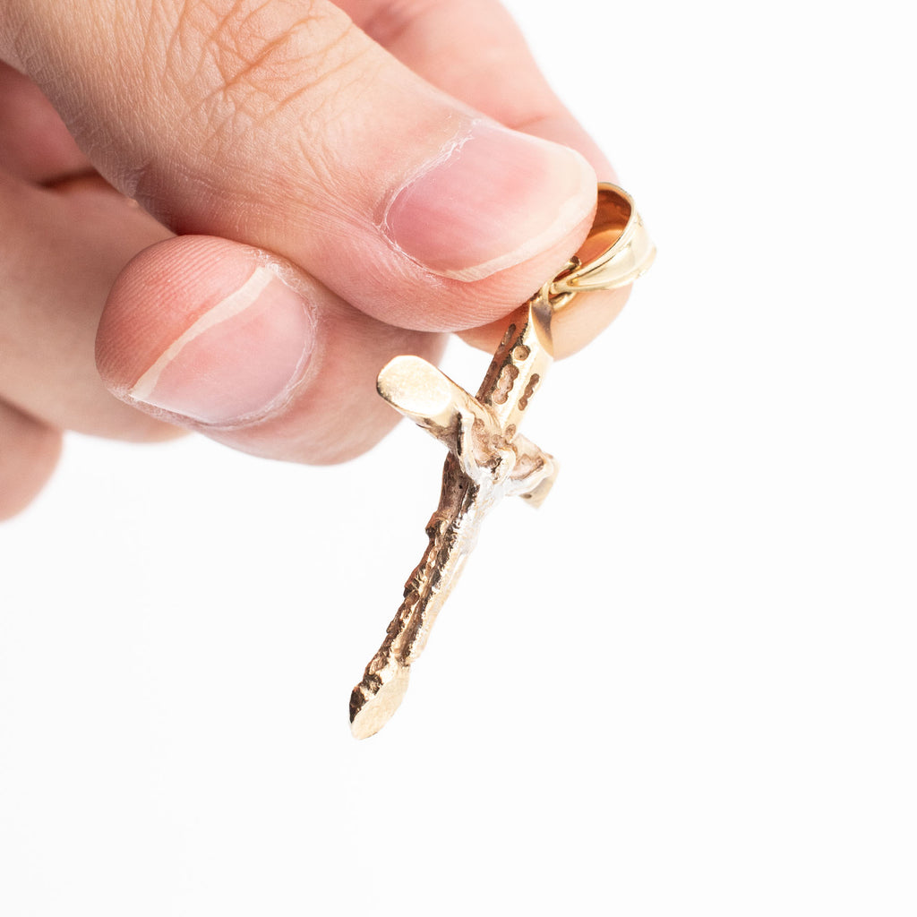 10k Yellow Gold Jesus Christ Cross Medium Pendant