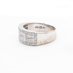 14k White Gold 1.50ctw Round & Princess Cut Diamond Pave Ring