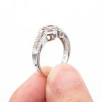 18k White Gold Ruby & Diamond Pave Clover Ring