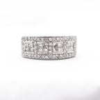 14k White Gold 1.50ctw Round & Princess Cut Diamond Pave Ring