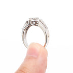 18k White Gold Ruby & Diamond Pave Clover Ring