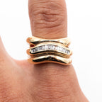 14k Yellow Gold 0.30ctw Baguette Cut Channel Set Wide ring