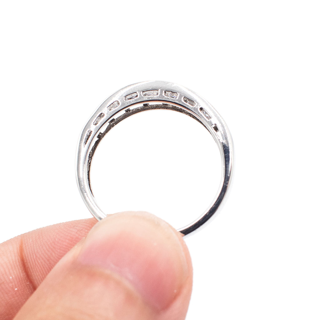 14k White Gold Princess Cut Bezel Set Diamond Band