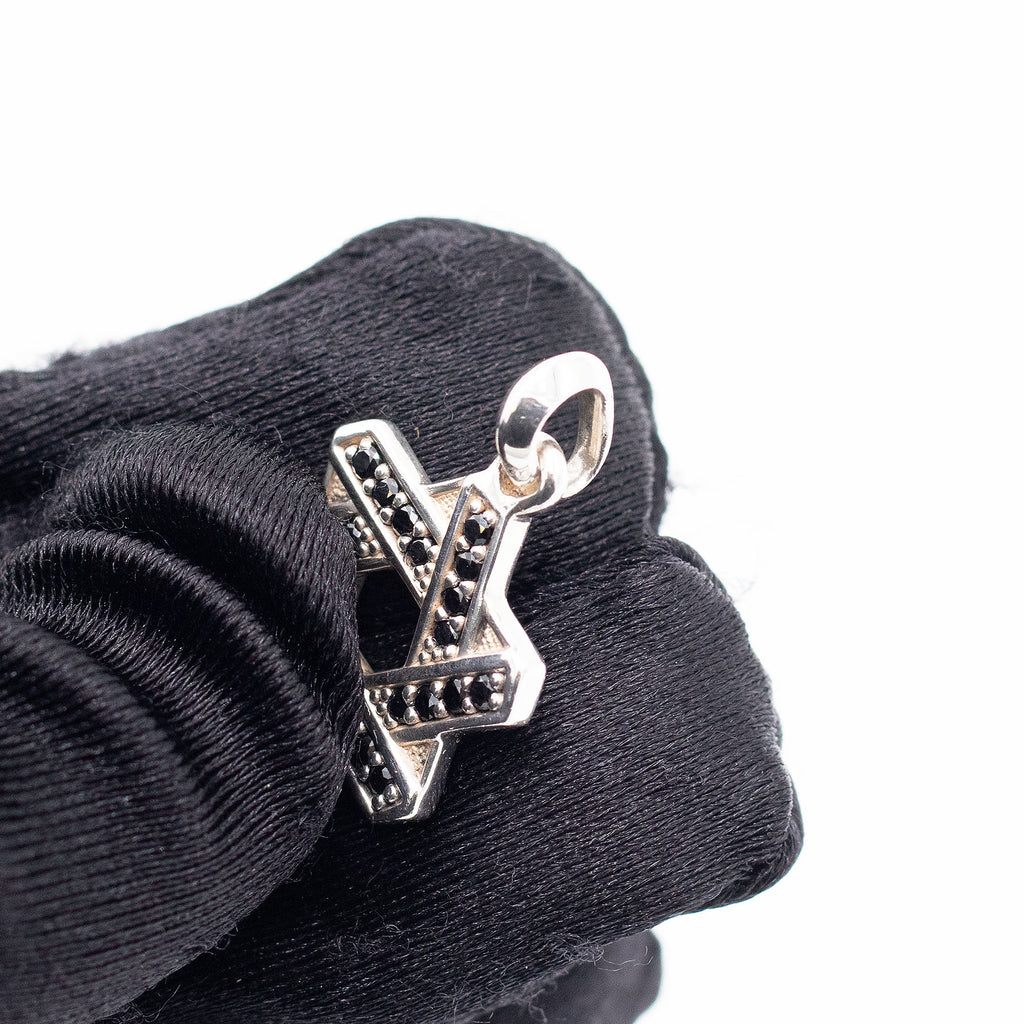 David Yurman Sterling Silver Black Stones Star Of David Pendant