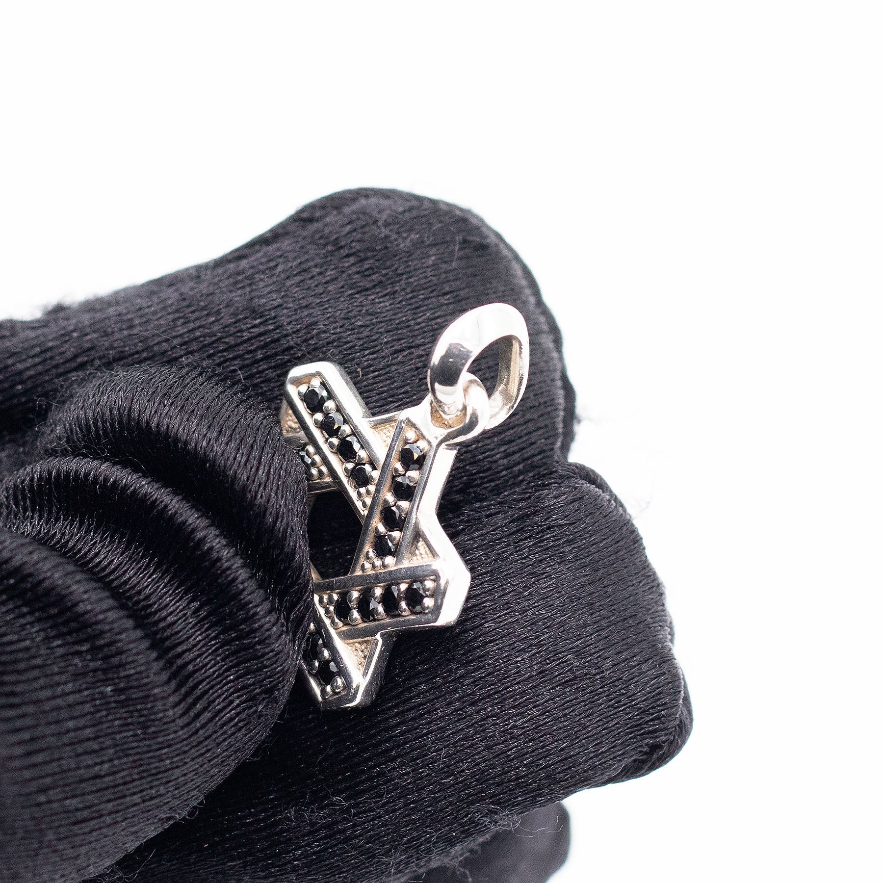 David Yurman Sterling Silver Black Stones Star Of David Pendant