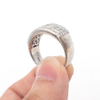 14k White Gold 1.50ctw Round & Princess Cut Diamond Pave Ring