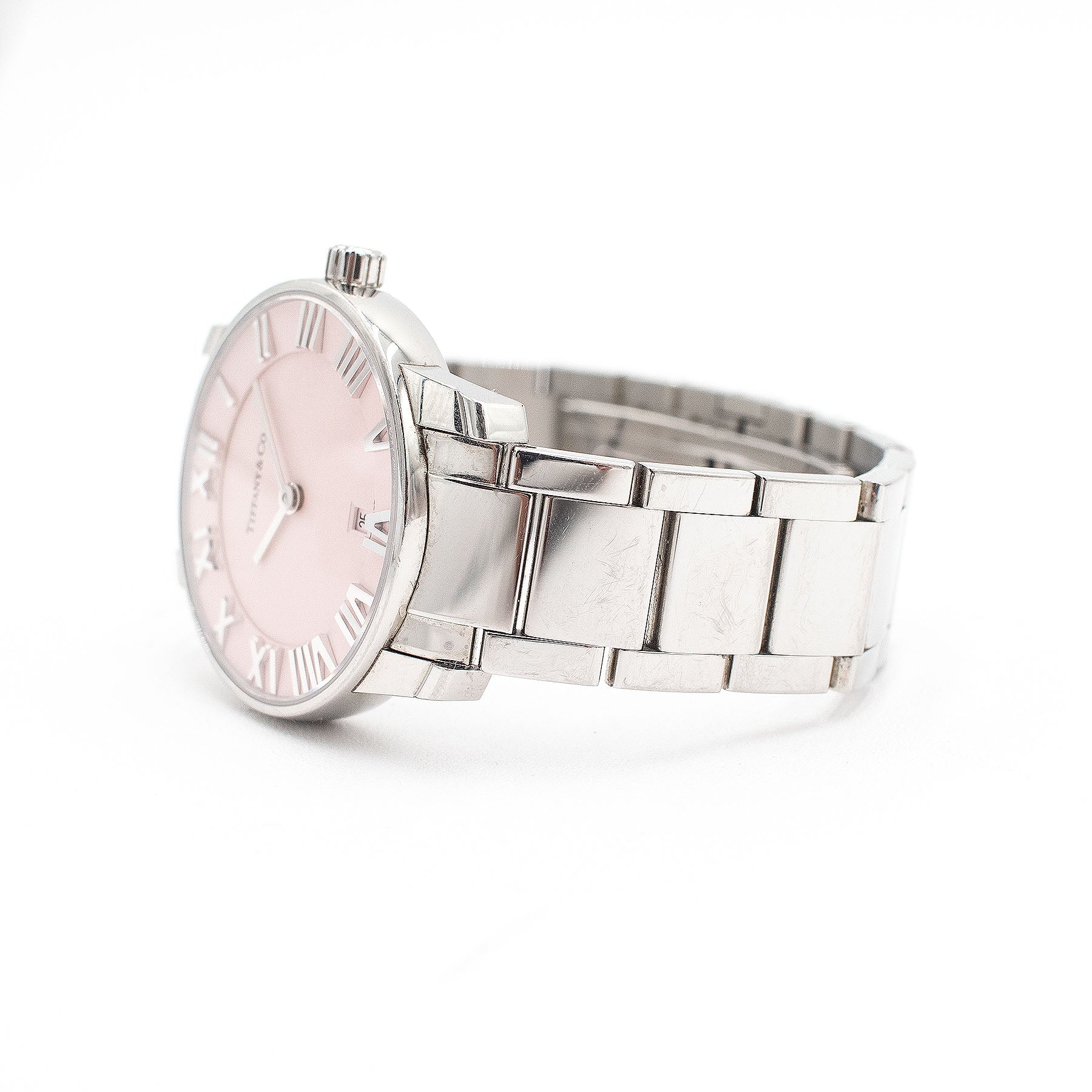 Tiffany & Co. Atlas Stainless Steel Pink Dial Ladies Watch