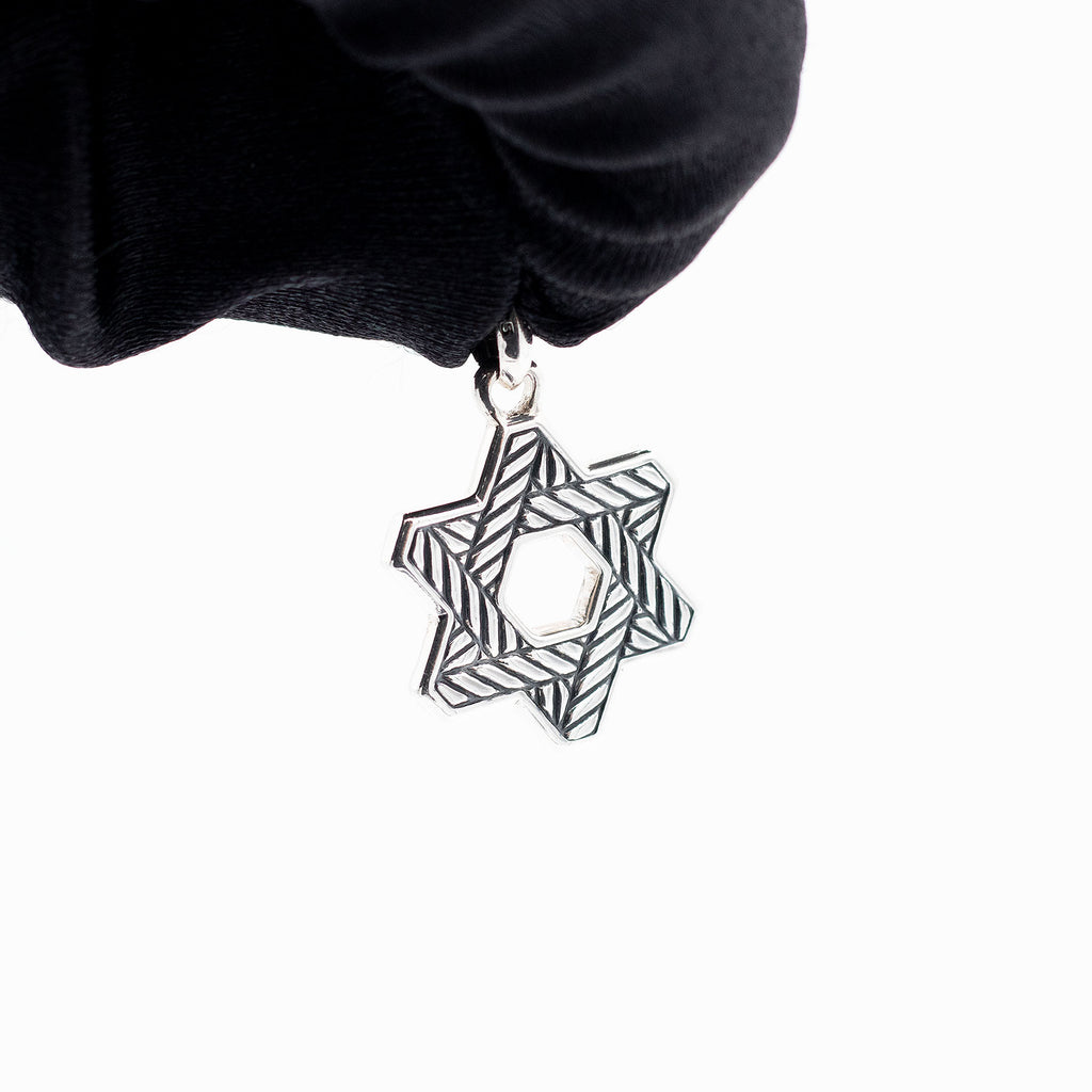 David Yurman Sterling Silver Black Stones Star Of David Pendant