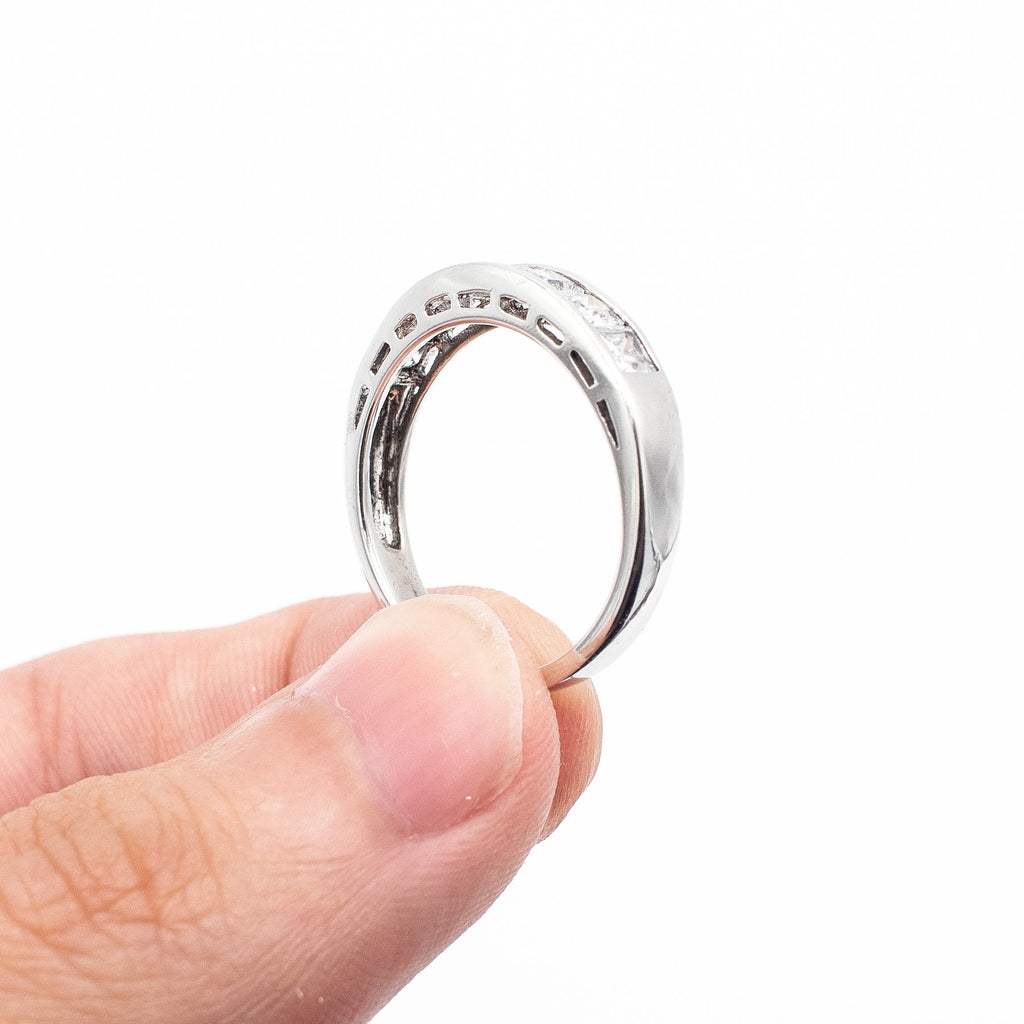 14k White Gold Princess Cut Bezel Set Diamond Band